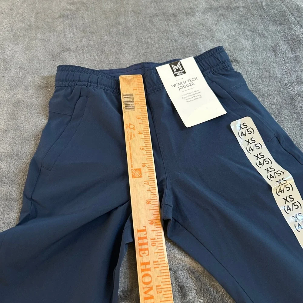 Member's Mark Woven Tech Jogger Pants Zipper Pocket Blue Youth XS‎ (4/5) NWT